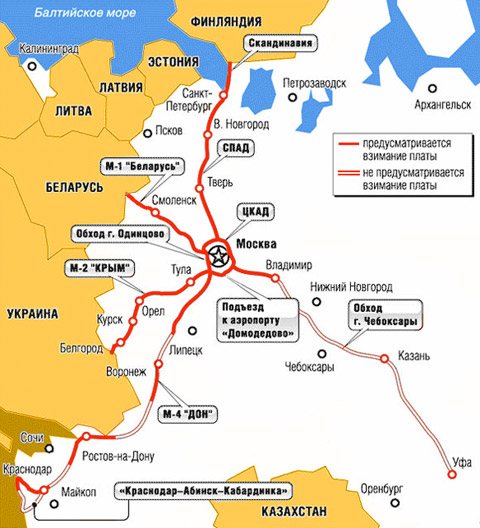 Карта с наименованием дорог